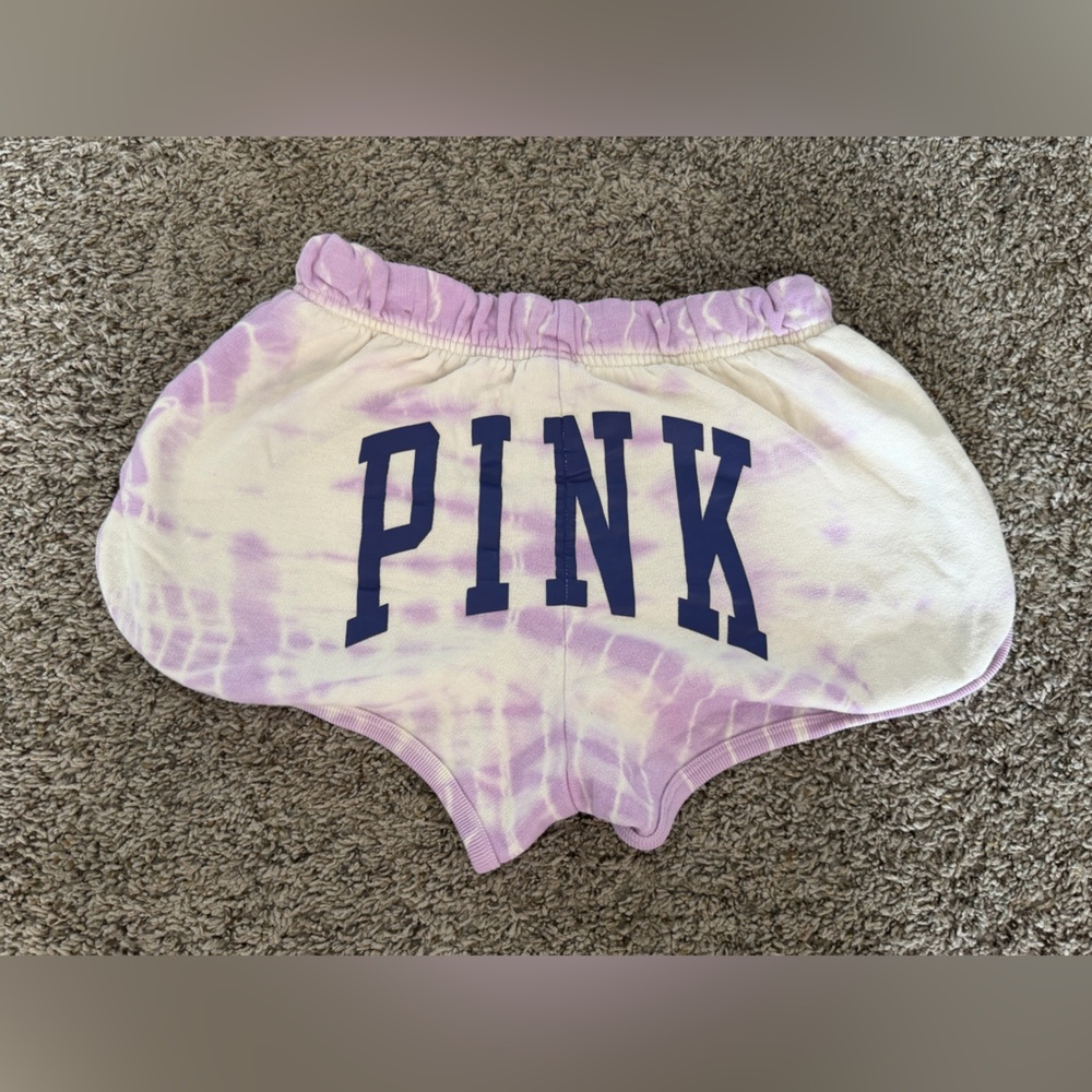 PINK Victoria's Secret Cream and Purple Shorts